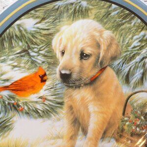PLATE COLLECTIABLE W Puppy and Cardinal  Bird